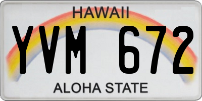HI license plate YVM672