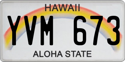 HI license plate YVM673