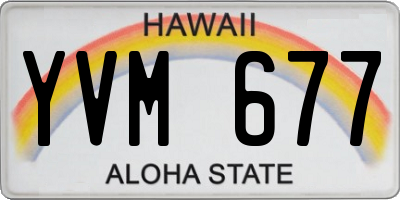 HI license plate YVM677