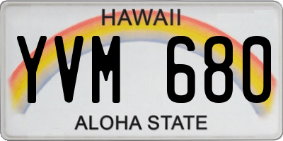 HI license plate YVM680