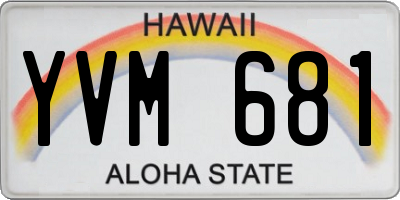 HI license plate YVM681