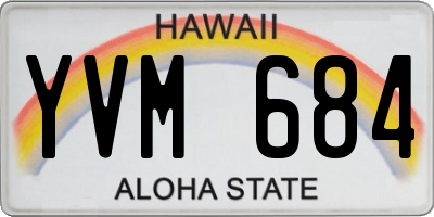 HI license plate YVM684