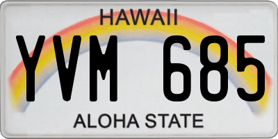 HI license plate YVM685