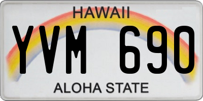 HI license plate YVM690