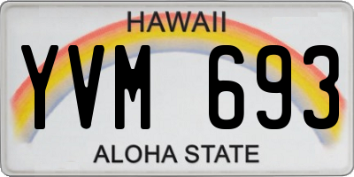 HI license plate YVM693