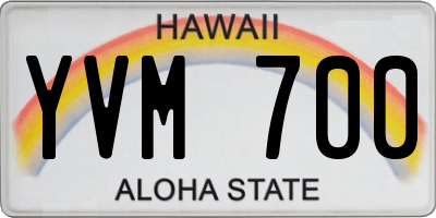 HI license plate YVM700