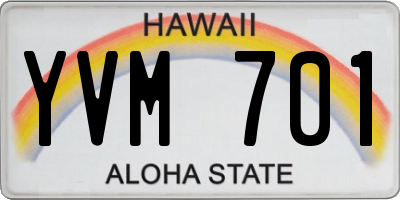 HI license plate YVM701