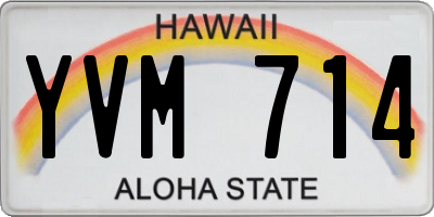 HI license plate YVM714