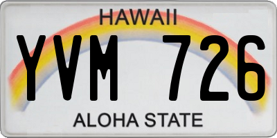 HI license plate YVM726
