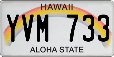 HI license plate YVM733