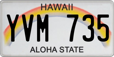 HI license plate YVM735