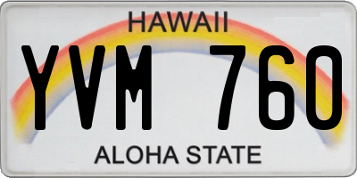 HI license plate YVM760