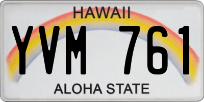 HI license plate YVM761