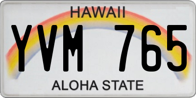 HI license plate YVM765