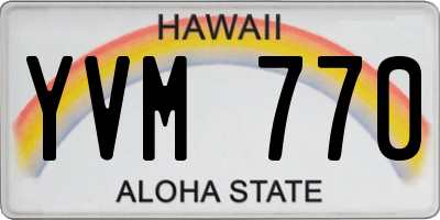 HI license plate YVM770