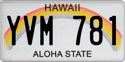 HI license plate YVM781