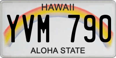 HI license plate YVM790