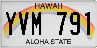 HI license plate YVM791