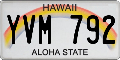 HI license plate YVM792
