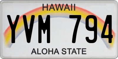 HI license plate YVM794