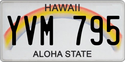 HI license plate YVM795