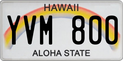 HI license plate YVM800