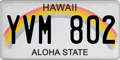 HI license plate YVM802