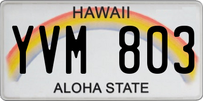 HI license plate YVM803
