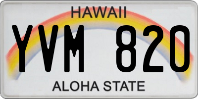 HI license plate YVM820