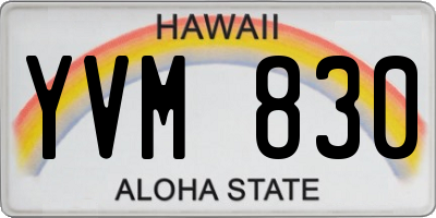 HI license plate YVM830