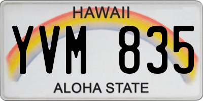 HI license plate YVM835