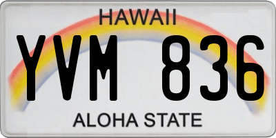 HI license plate YVM836