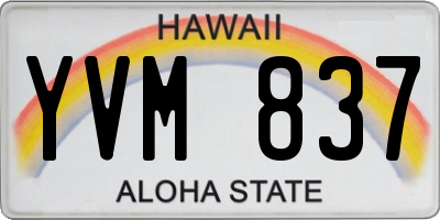 HI license plate YVM837