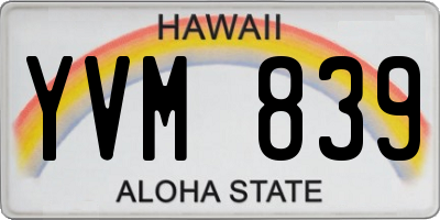 HI license plate YVM839
