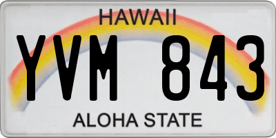 HI license plate YVM843