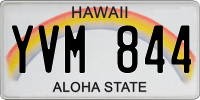 HI license plate YVM844