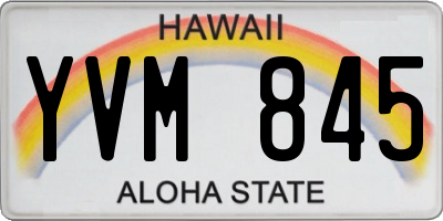 HI license plate YVM845