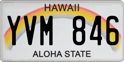 HI license plate YVM846