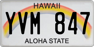 HI license plate YVM847