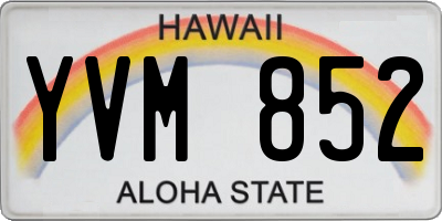 HI license plate YVM852