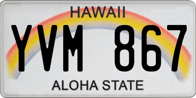 HI license plate YVM867