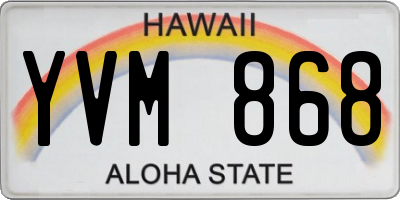 HI license plate YVM868