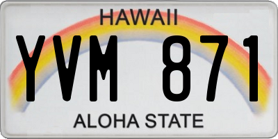 HI license plate YVM871