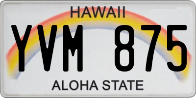HI license plate YVM875