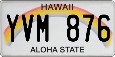 HI license plate YVM876