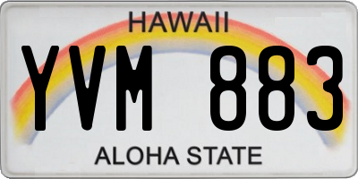 HI license plate YVM883