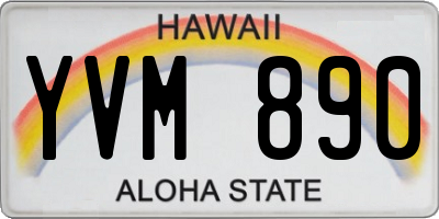 HI license plate YVM890