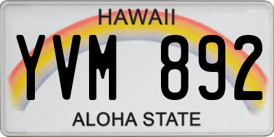 HI license plate YVM892