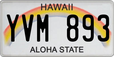HI license plate YVM893