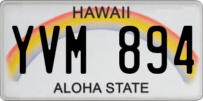 HI license plate YVM894